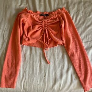 Nasty Gal Orange Ruched Crop Top